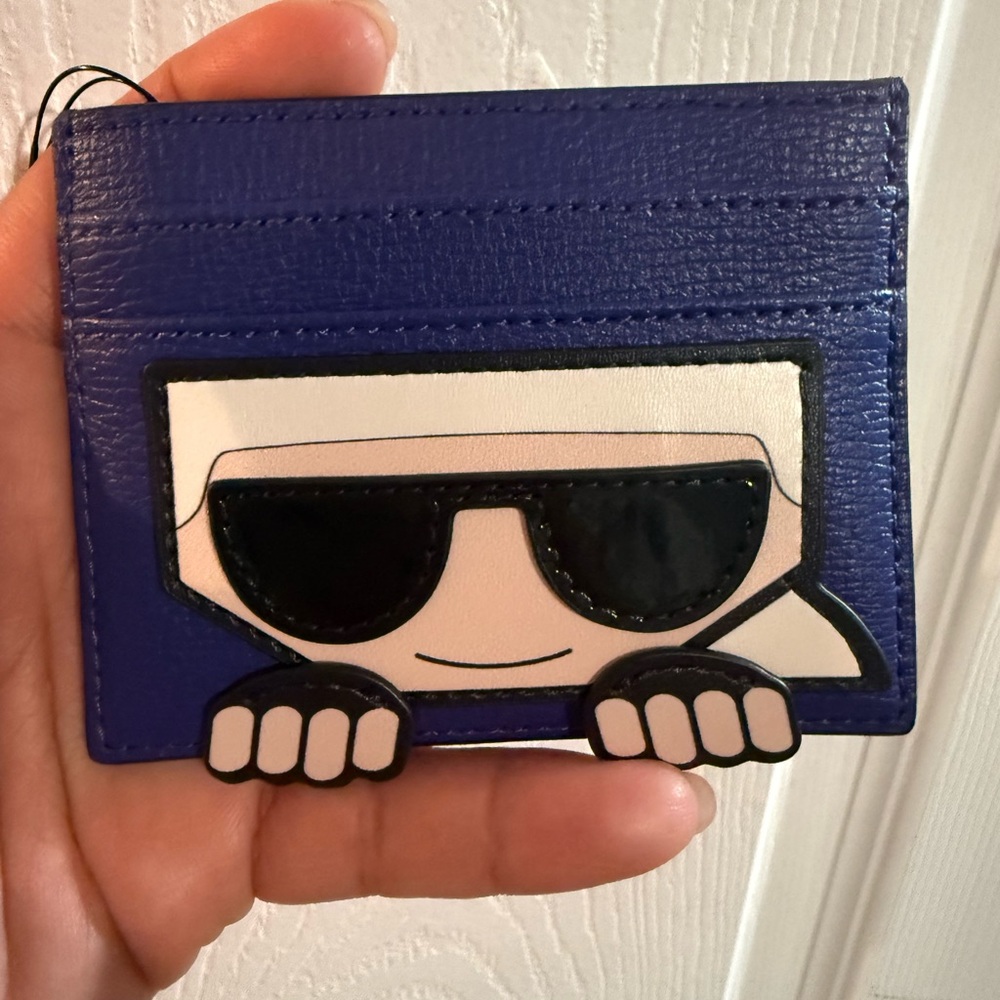 Karl Lagerfeld Blue Card Holder with Sunglasses Motif